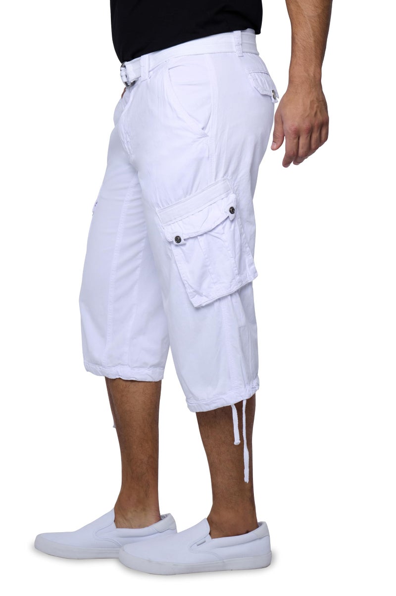 X RAY شورتات كارجو طويلة للرجال من X RAY مع حزام، بطول تحت الركبة، شورتات 3/4 (شورتات كبيرة وطويلة للرجال) بيضاء 36 - Image 4