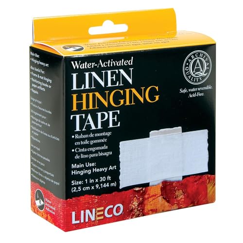 Lineco, Water-Activated Linen Tape, Acid Free Neutral pH Self Adhesive Tape for Hinging Artwork, Photo, Poster, 1 Inch X 30 Ft - Image 1