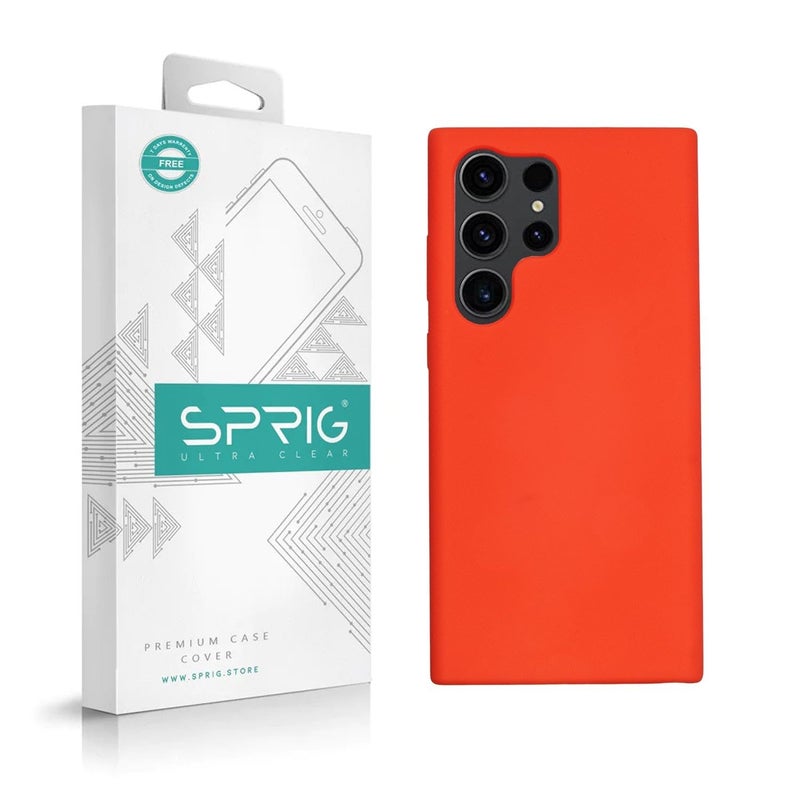 SPRIG Compatible with Samsung Galaxy S24 Ultra Phone Liquid Silicone Premium Back Cover Drop Tested Shock Proof Mobile Case for Men Women Boys and Girls with Camera Protection Orange