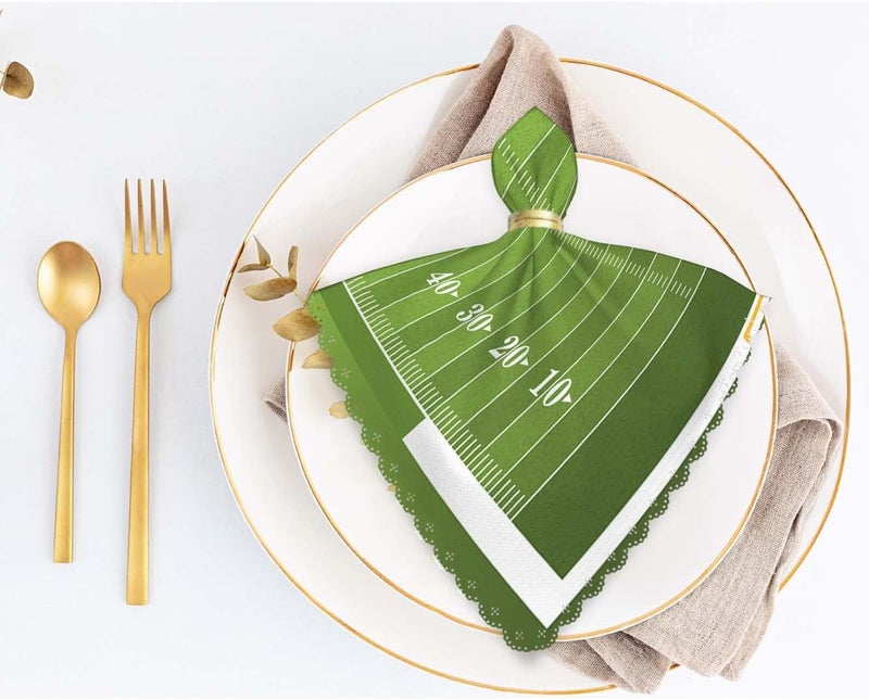 Yibeas Football Field Cloth Table Napkins Set of 4 A Grass Textured American Table Decoration Dinner Napkins for Kitchen 18 x 18 inch - Image 5