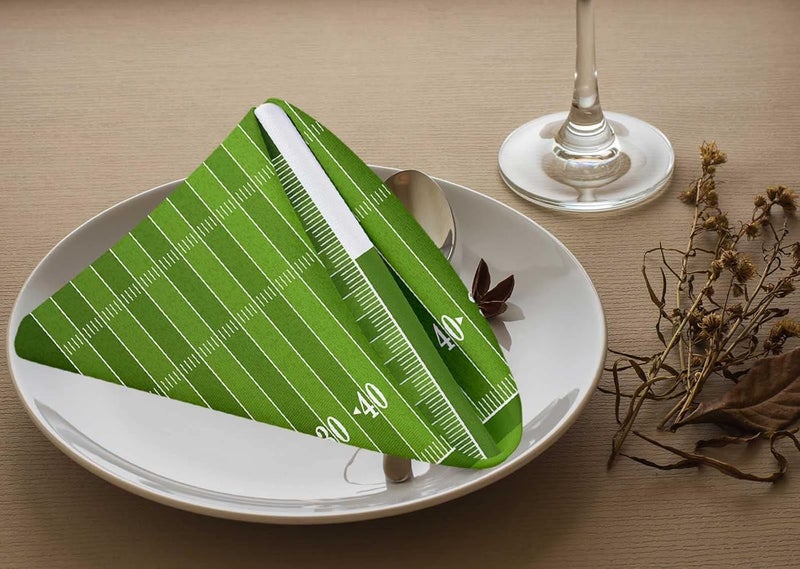 Yibeas Football Field Cloth Table Napkins Set of 4 A Grass Textured American Table Decoration Dinner Napkins for Kitchen 18 x 18 inch - Image 3