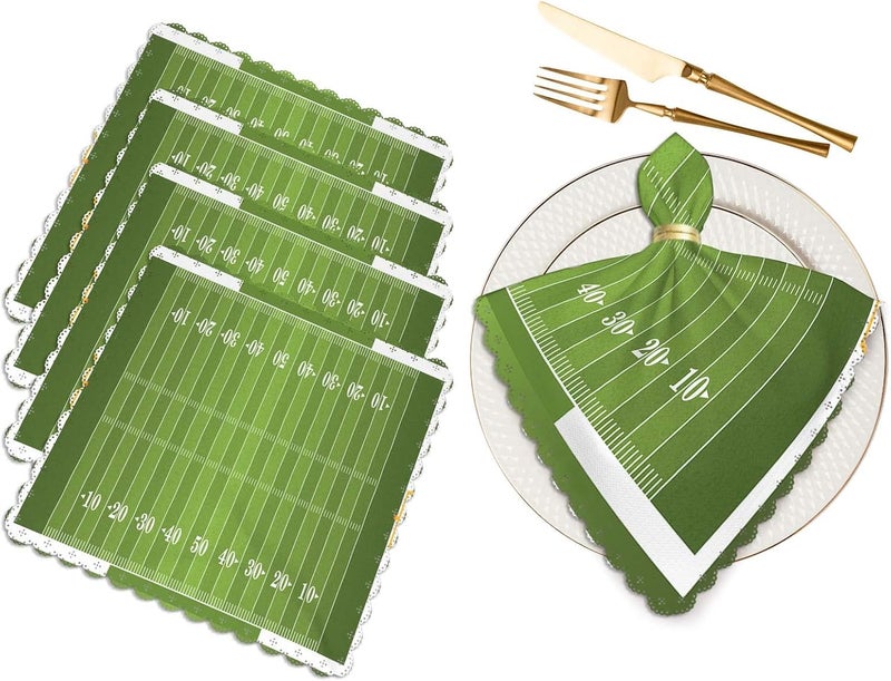 Yibeas Football Field Cloth Table Napkins Set of 4 A Grass Textured American Table Decoration Dinner Napkins for Kitchen 18 x 18 inch - Image 1