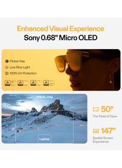 XREAL XREAL One AR Glasses with X1 Chip, Native 3 DoF, 147" 50°FOV 120Hz HD Display, Renowned Audio with Boss Sou, 3 Adjustable Lens Transparency, Compatible with iPhone 16/15, Steam Deck, ROG, Mac, PC, Android & iOS  - Image 2