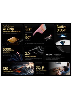 XREAL XREAL One AR Glasses with X1 Chip, Native 3 DoF, 147" 50°FOV 120Hz HD Display, Renowned Audio with Boss Sou, 3 Adjustable Lens Transparency, Compatible with iPhone 16/15, Steam Deck, ROG, Mac, PC, Android & iOS  - Image 4