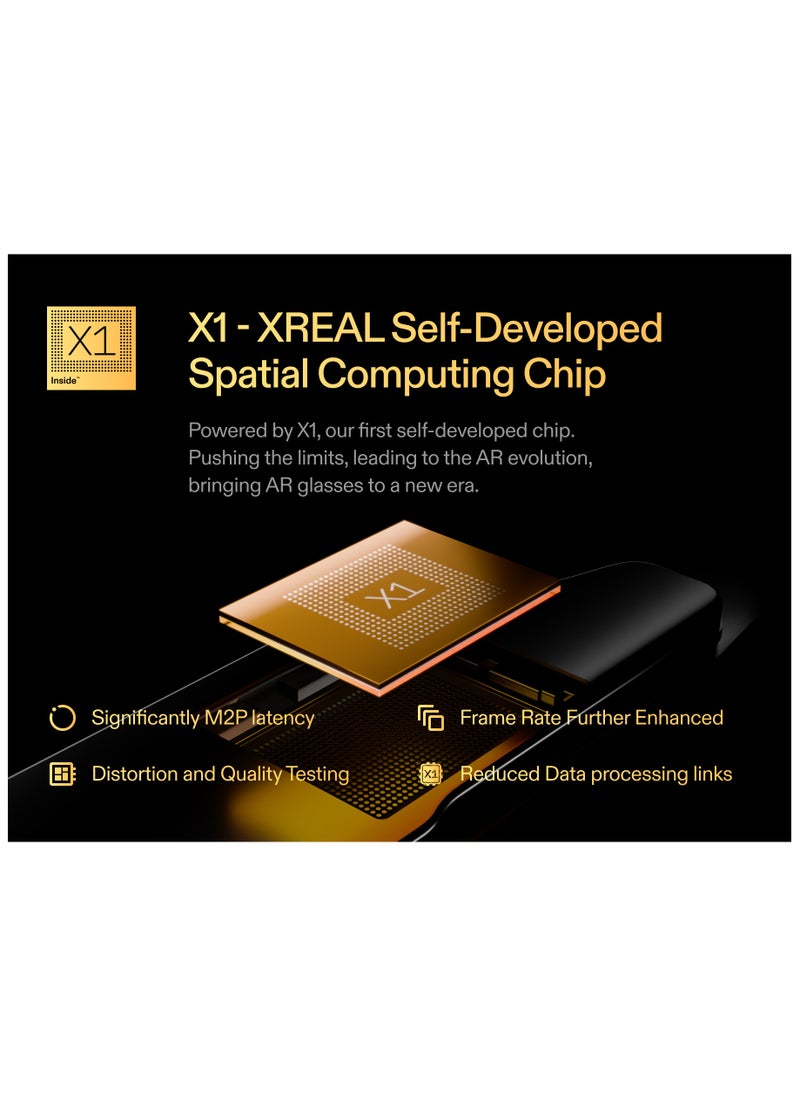 اكسريال - XREAL One AR Glasses with X1 Chip, Native 3 DoF, 147" 50°FOV 120Hz HD Display, Renowned Audio with Boss Sou, 3 Adjustable Lens Transparency, Compatible with iPhone 16/15, Steam Deck, ROG, Mac, PC, Android & iOS - Image 1