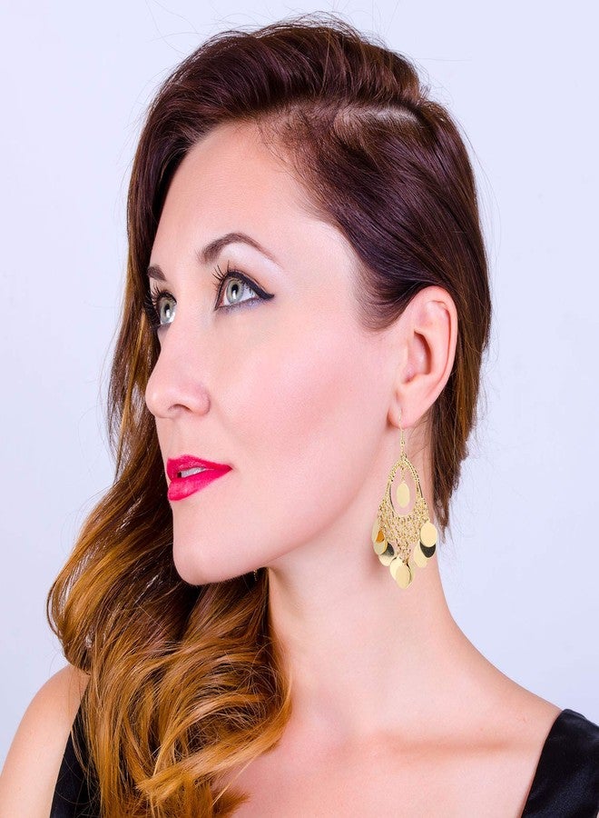 BaubleStar Gold Disc Earrings Chandelier Coin Dangle Tassel Earrings Vintage Bohemian Drop Fashion Jewelry for Women - Image 3
