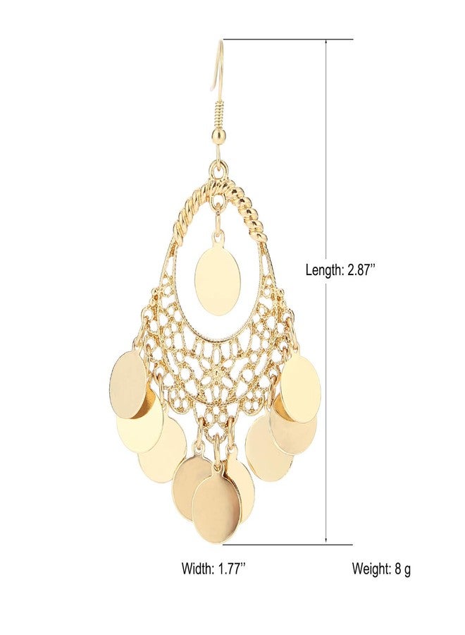 BaubleStar Gold Disc Earrings Chandelier Coin Dangle Tassel Earrings Vintage Bohemian Drop Fashion Jewelry for Women - Image 5