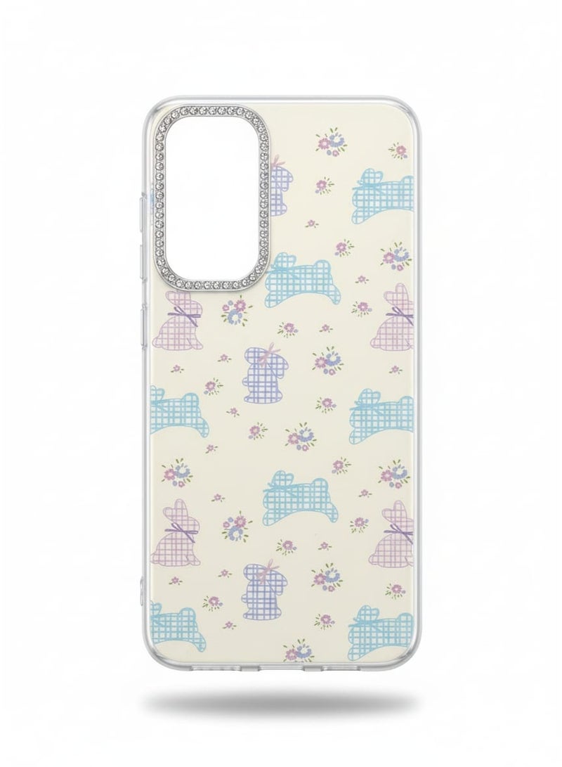 A premium case for Samsung A16 featuring cute bunnies and flowers - Image 1