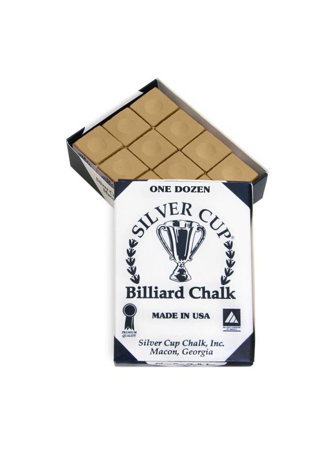 SILVER CUP Billiard CHALK - ONE DOZEN (Brown) - Image 1