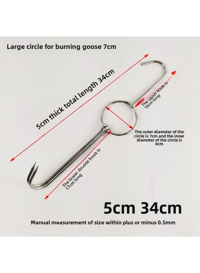Factory Direct Kitchen Commercial Hook And Loop Roast Hook Rack Roast Chicken Roast Meat Hook Roast Duck Roast Duck Roast Goose Stainless Steel Fork-Color:Burnt Goose Hook 5cm 34cm Large Circle 7cm 10 Pieces  - Image 1