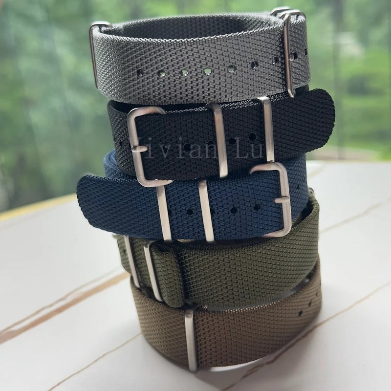 Bluejw Double Layer Woven Nylon Watch Strap Replacement for Men – 20mm/22mm Solid Classic Design with Brushed Stainless Steel Buckle - Image 2