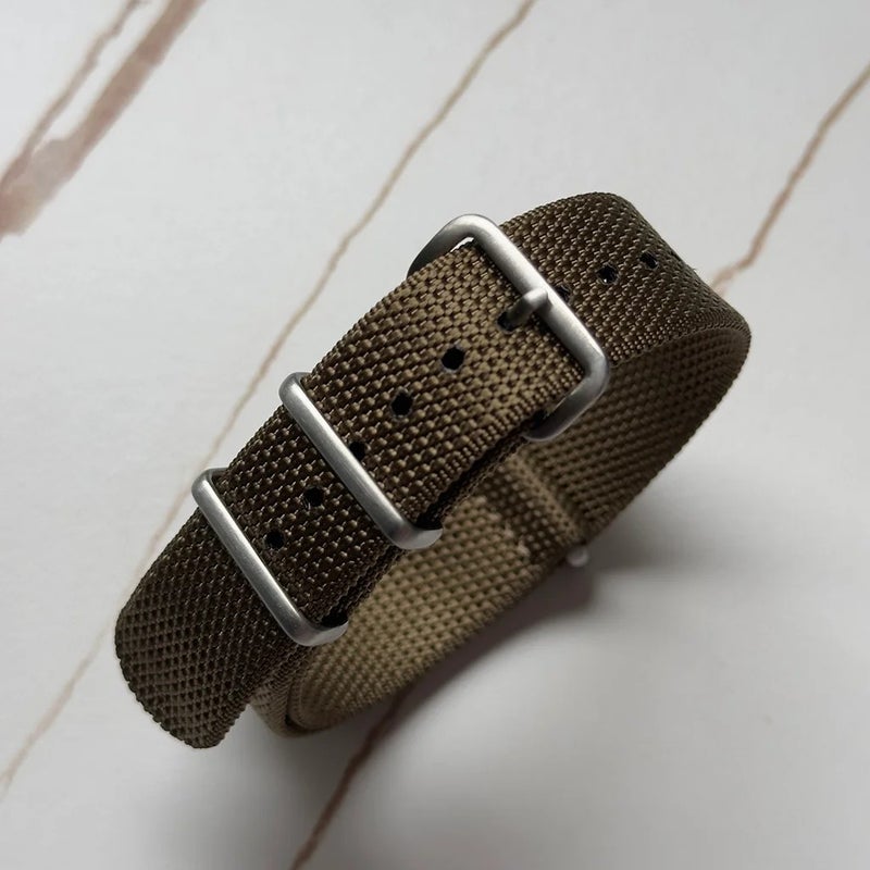 Bluejw Double Layer Woven Nylon Watch Strap Replacement for Men – 20mm/22mm Solid Classic Design with Brushed Stainless Steel Buckle - Image 1