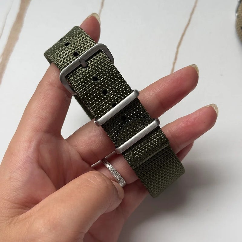 Bluejw Double Layer Woven Nylon Watch Strap Replacement for Men – 20mm/22mm Solid Classic Design with Brushed Stainless Steel Buckle - Image 3
