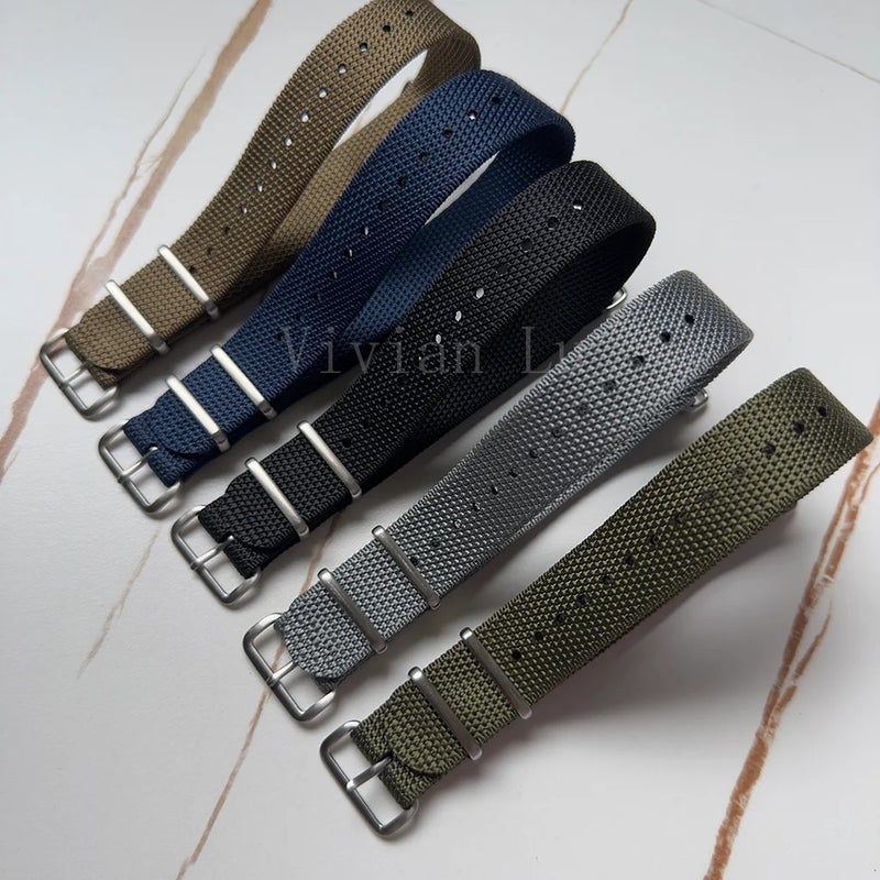 Bluejw Double Layer Woven Nylon Watch Strap Replacement for Men – 20mm/22mm Solid Classic Design with Brushed Stainless Steel Buckle - Image 5
