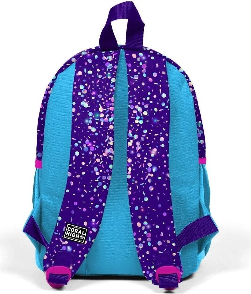 CORAL HIGH Blue Purple Pink Heart Patterned Two Compartment Kindergarten Backpack 23540