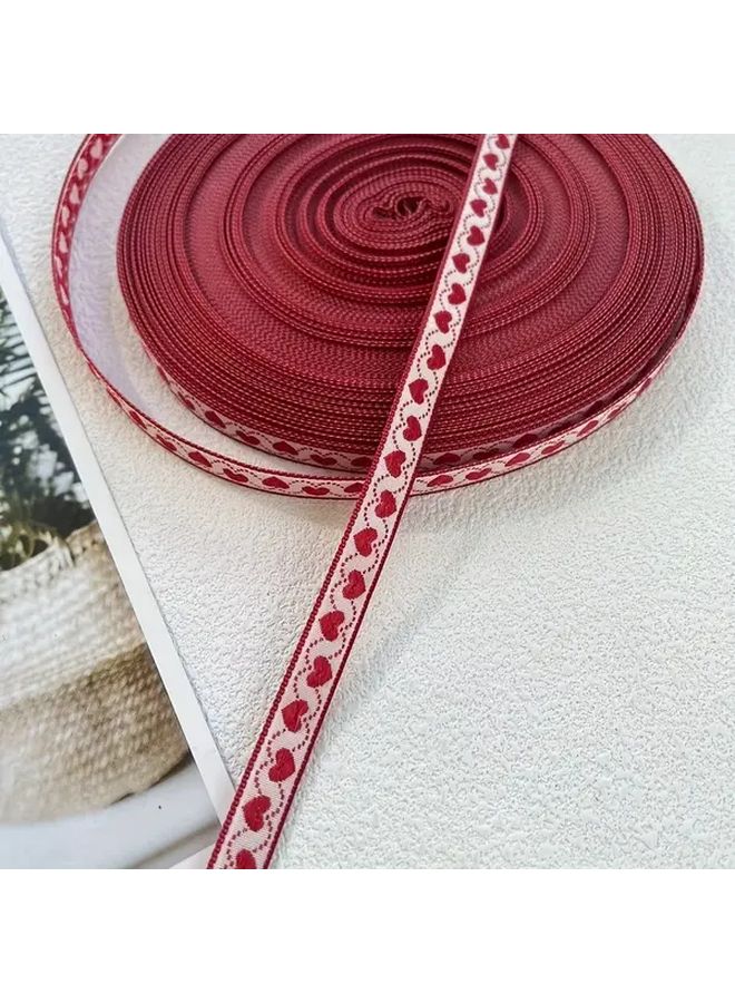 118.1 Inch Ethnic Jacquard Ribbon 1cm Wide Heart Pattern Durable Polyester For Gift Wrapping - Image 3