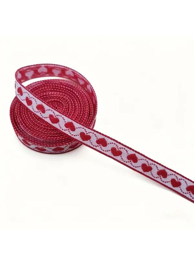 118.1 Inch Ethnic Jacquard Ribbon 1cm Wide Heart Pattern Durable Polyester For Gift Wrapping - Image 5
