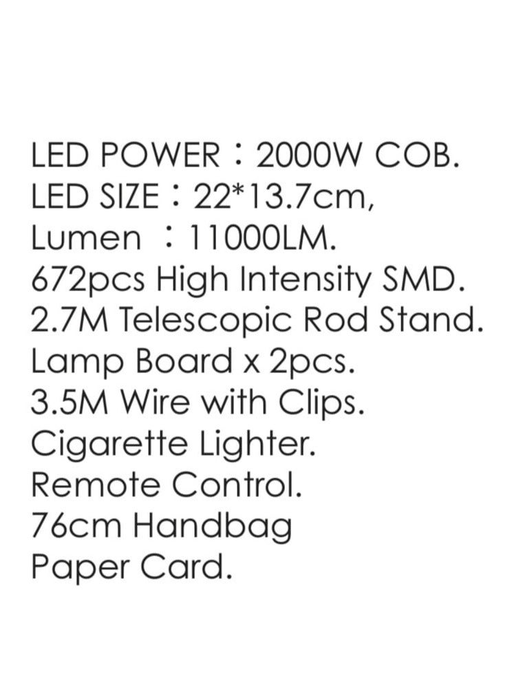 Generic Super Bright Camping Light 2000W COB with 360° Rotation, Adjustable COB LED 30000 Hour Lifetime,11000 LM Lumen with 5m Tripod Rod, Outdoor Camping Lantern with Remote Control 3.5M Wire with Clips 76M Handbag - Image 3