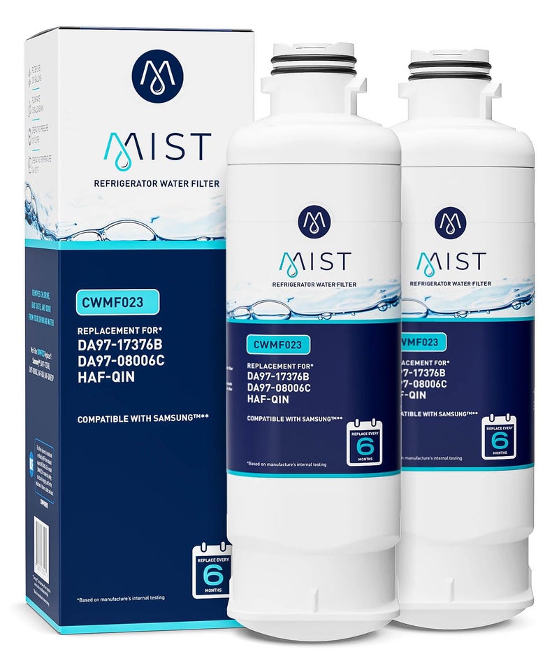 Mist HAF-QIN/EXP Refrigerator Water Filter Replacement for Samsung DA97-17376B, DA97-08006C, Refrigerators RF23M8570SR, RF28R7351SR â€“ NSF 42 Certified â€“ 2 Pack - Image 1