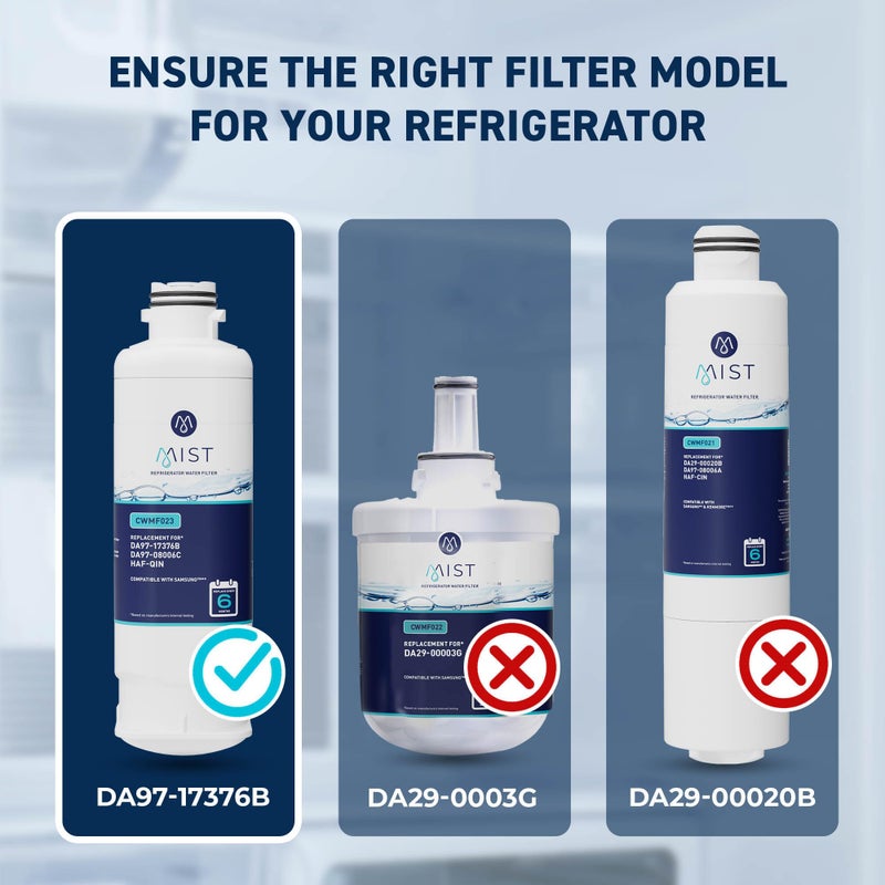 Mist HAF-QIN/EXP Refrigerator Water Filter Replacement for Samsung DA97-17376B, DA97-08006C, Refrigerators RF23M8570SR, RF28R7351SR â€“ NSF 42 Certified â€“ 2 Pack - Image 2