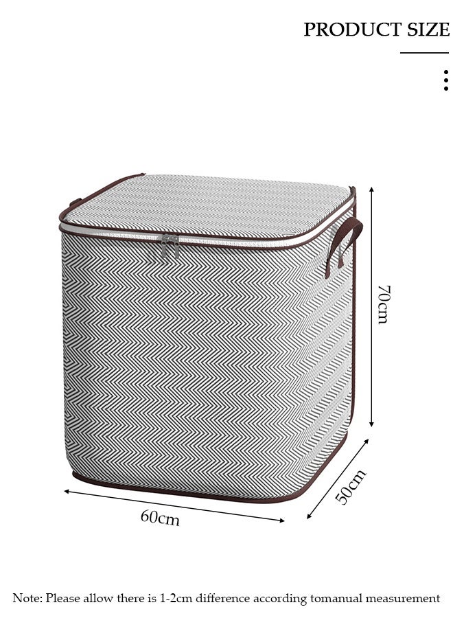DUNISO 3 Pack Foldable Rigid Zip Lidded Closet Storage Box Washable Closet Storage Organizer Wardrobe Clothes Organizer Storage Bin Closet Organizer Storage Basket with Handle for Clothing Jeans Blankets Toys - Image 2