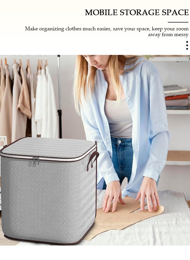 DUNISO 3 Pack Foldable Rigid Zip Lidded Closet Storage Box Washable Closet Storage Organizer Wardrobe Clothes Organizer Storage Bin Closet Organizer Storage Basket with Handle for Clothing Jeans Blankets Toys - Image 4