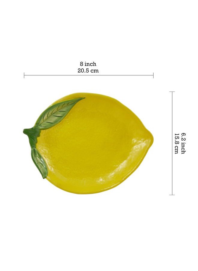 Bico Lemon Shape Handpainted 8 inch Stoneware Salad Plates Set, Set of 4, Microwave & Dishwasher Safe, for Salad, Appetizer, Tapas, Picnic - Image 2