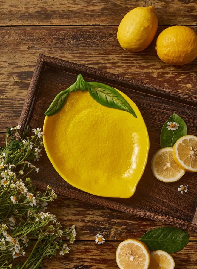 Bico Lemon Shape Handpainted 8 inch Stoneware Salad Plates Set, Set of 4, Microwave & Dishwasher Safe, for Salad, Appetizer, Tapas, Picnic - Image 3