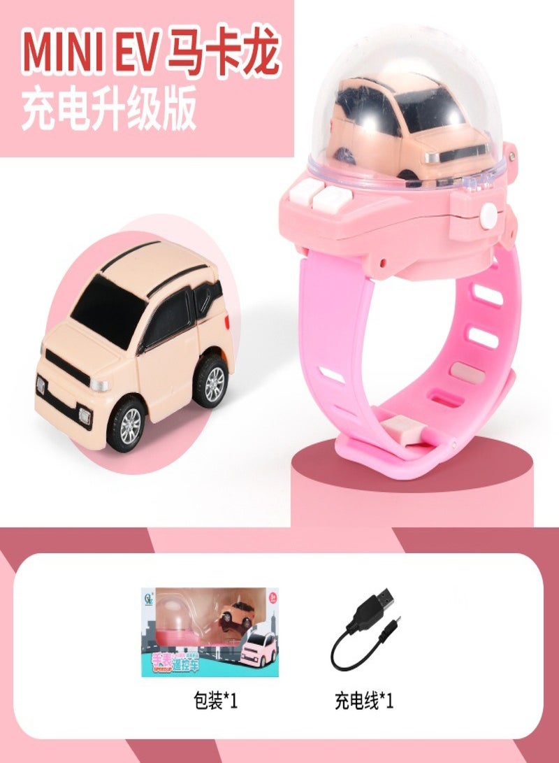 Car watch vibrato with the same net red toy electric children's mini racing boy remote control car car watch Upgraded model - Maca powder mini (rechargeable version) - Image 1