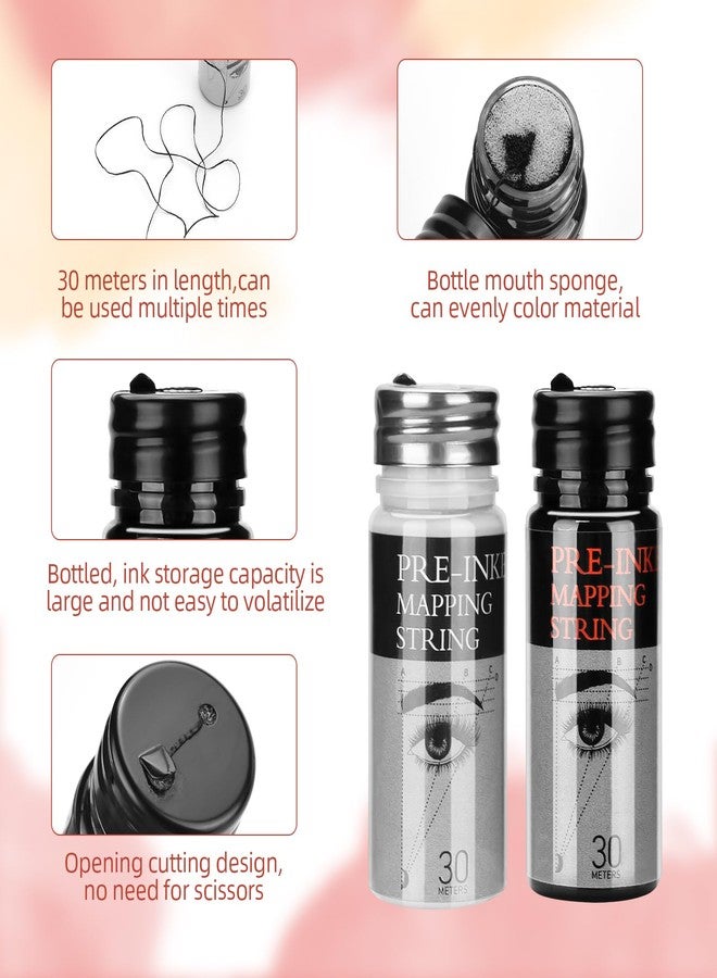 أتوموس خيط رسم الحواجب من أتوموس، عبوتان معبأتان مسبقاً بالحبر، طول 30 متراً (98 قدماً)، خيط مايكروبليدينغ لتحديد الحواجب وقياسها، خيط لمكياج الحواجب (أسود وأبيض). - Image 3