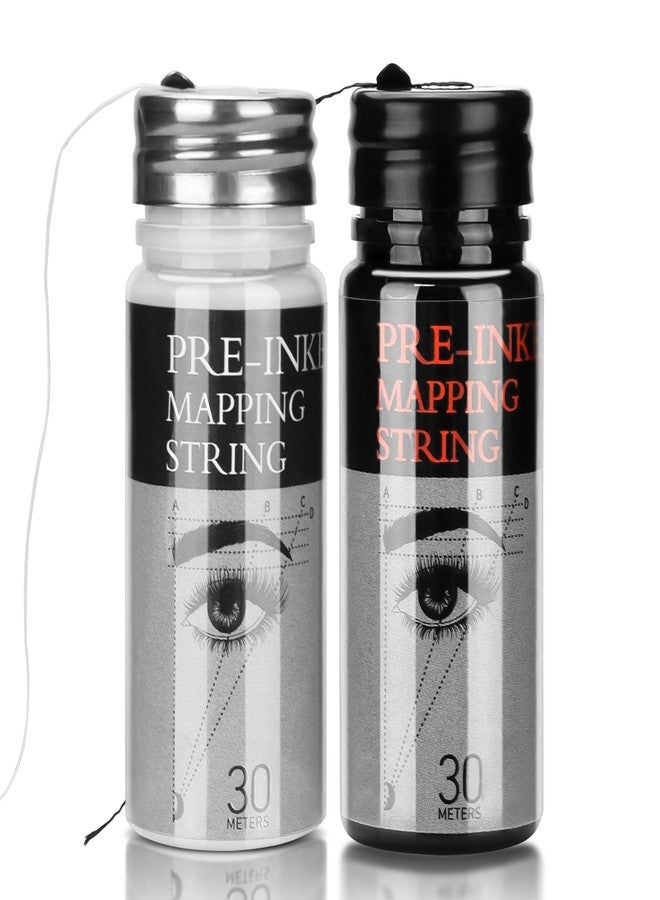 أتوموس خيط رسم الحواجب من أتوموس، عبوتان معبأتان مسبقاً بالحبر، طول 30 متراً (98 قدماً)، خيط مايكروبليدينغ لتحديد الحواجب وقياسها، خيط لمكياج الحواجب (أسود وأبيض). - Image 1