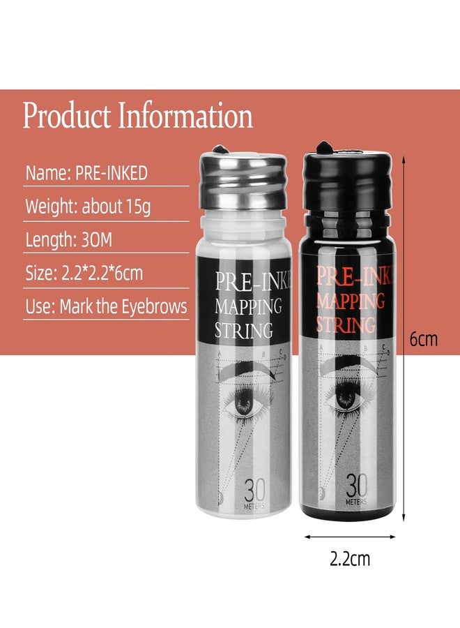 أتوموس خيط رسم الحواجب من أتوموس، عبوتان معبأتان مسبقاً بالحبر، طول 30 متراً (98 قدماً)، خيط مايكروبليدينغ لتحديد الحواجب وقياسها، خيط لمكياج الحواجب (أسود وأبيض). - Image 2