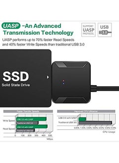 USB 3.0 to SATA Hard Drive Adapter Compatible for 2.5 3.5 Inch HDD/SSD Hard Drive Disk with UK12V/2A Power Adapter Support UASP