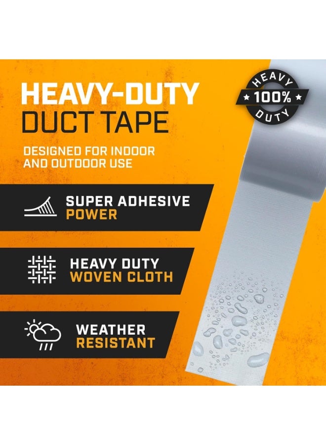 لوكاداه 6 لفات من شريط لاصق فضي شديد التحمل - شريط لاصق قوي مقاوم للماء لإصلاح قنوات التكييف والتهوية، ولإحكام الإغلاق، والترقيع، والعزل، والتغليف، والإصلاحات المنزلية، والاستخدامات الصناعية والمنزلية والمكتبية - Image 2