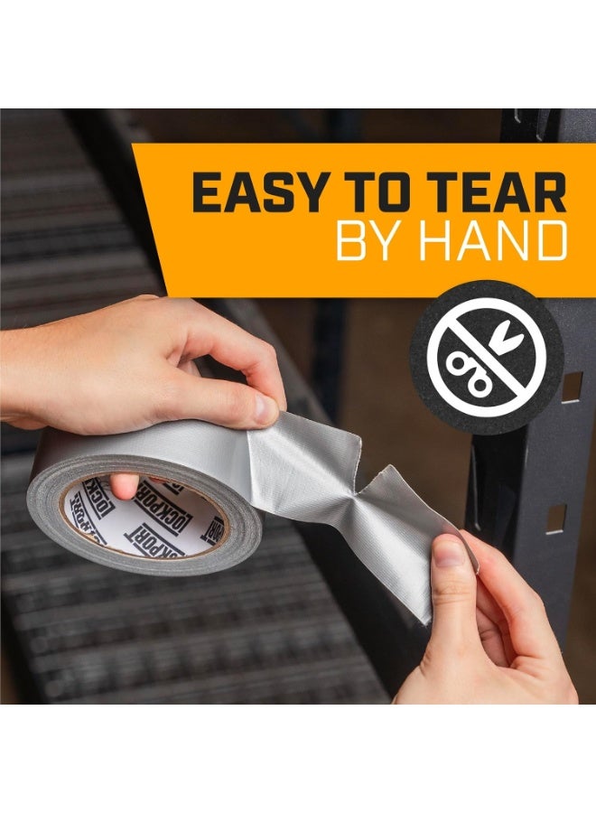لوكاداه 6 لفات من شريط لاصق فضي شديد التحمل - شريط لاصق قوي مقاوم للماء لإصلاح قنوات التكييف والتهوية، ولإحكام الإغلاق، والترقيع، والعزل، والتغليف، والإصلاحات المنزلية، والاستخدامات الصناعية والمنزلية والمكتبية - Image 3
