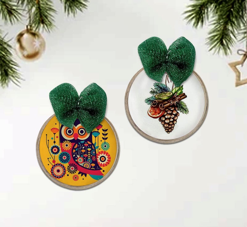 Khakee Khakee Christmas Theme Printed Hoops Frames For Xmas Wall Decoration55 inches2 pcsChristmas Hanging OrnamentsChristmas Framesh2Adc22106 