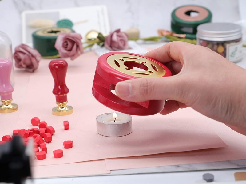 Luoshi Wax Seal Kit Wax Seal Warmer Wax Seal Stamp Wax Seal Spoon Wax Seal Stamp Wax Seal Furnace with Melting Spoon and Wax Seal Stamp for Melting Wax Seal Sticks or Sealing Wax Beads ASSORTED COLOR - Image 3