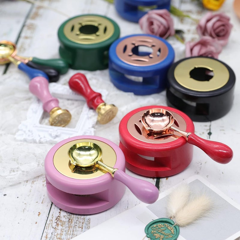 Luoshi Wax Seal Kit Wax Seal Warmer Wax Seal Stamp Wax Seal Spoon Wax Seal Stamp Wax Seal Furnace with Melting Spoon and Wax Seal Stamp for Melting Wax Seal Sticks or Sealing Wax Beads ASSORTED COLOR - Image 4