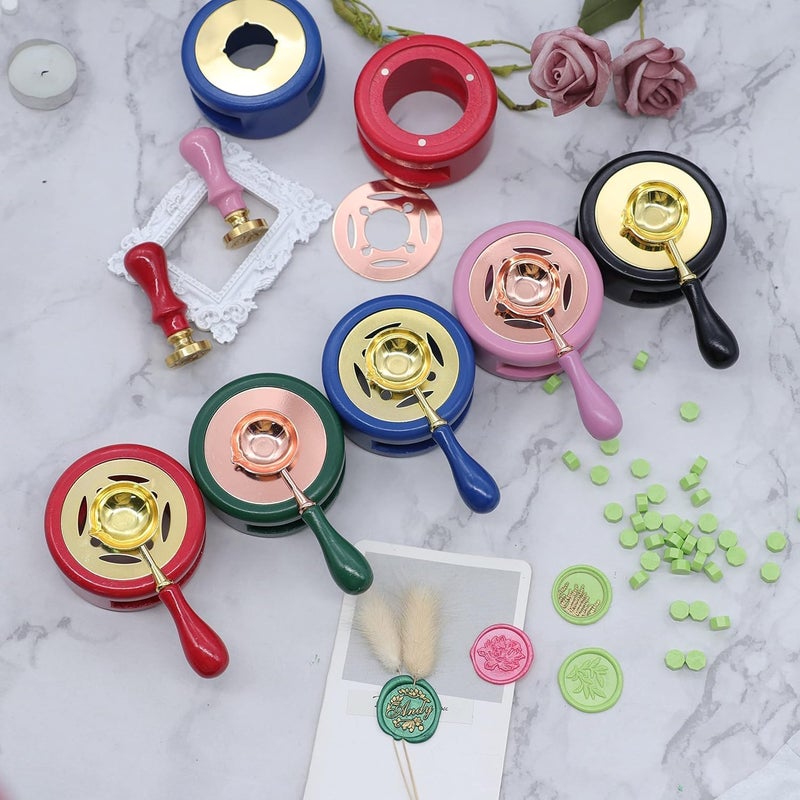 Luoshi Wax Seal Kit Wax Seal Warmer Wax Seal Stamp Wax Seal Spoon Wax Seal Stamp Wax Seal Furnace with Melting Spoon and Wax Seal Stamp for Melting Wax Seal Sticks or Sealing Wax Beads ASSORTED COLOR - Image 5