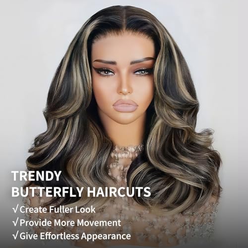 Tinashe Human Hair Wig Glueless Face-Framing Curtain Bangs Loose Body Wave 6×5 HD Lace Front Bob Highlight Honey Blonde Closure Wigs Pre Cut Bleached Knots Wigs for Black Women Haircuts 16 Inches - Image 2