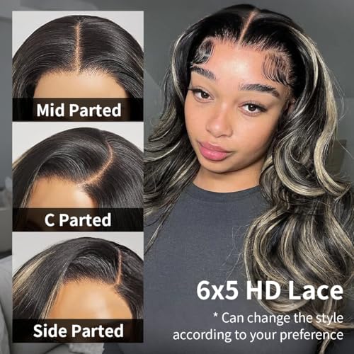 Tinashe Human Hair Wig Glueless Face-Framing Curtain Bangs Loose Body Wave 6×5 HD Lace Front Bob Highlight Honey Blonde Closure Wigs Pre Cut Bleached Knots Wigs for Black Women Haircuts 16 Inches - Image 4