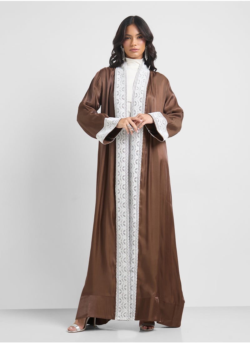Khizana Abaya With Printed Hem  - Image 1