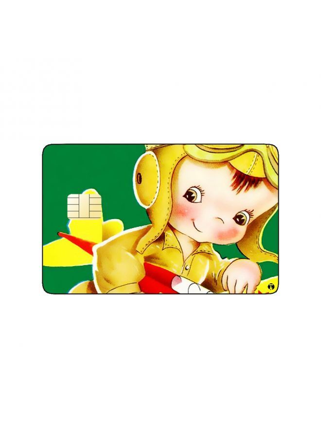 RKN PRINTED BANK CARD STICKER Cute Boy Drawing With Plane - Image 1