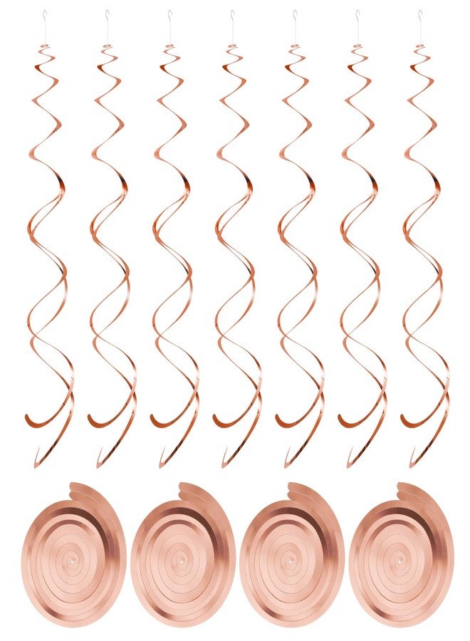 MECCANIXITY 30 Pcs Rose Gold Party Hanging Swirls Double Strip Hanging Decorations 27.6 inch Foil Swirling Hanging Plastic Ceiling Streamers for Birthday Party with Hang Tag Hook - Image 1