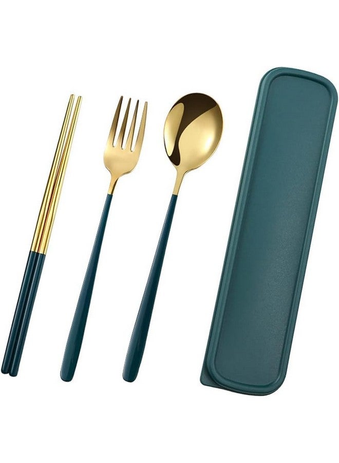 PUTHAK Portable Utensils, Travel Reusable Silverware Flatware Set for Lunch, Stainless Steel 4-Piece Camping Cutlery Include Fork Spoon Chopsticks with Case (Random Color) (Style-2) - Image 2