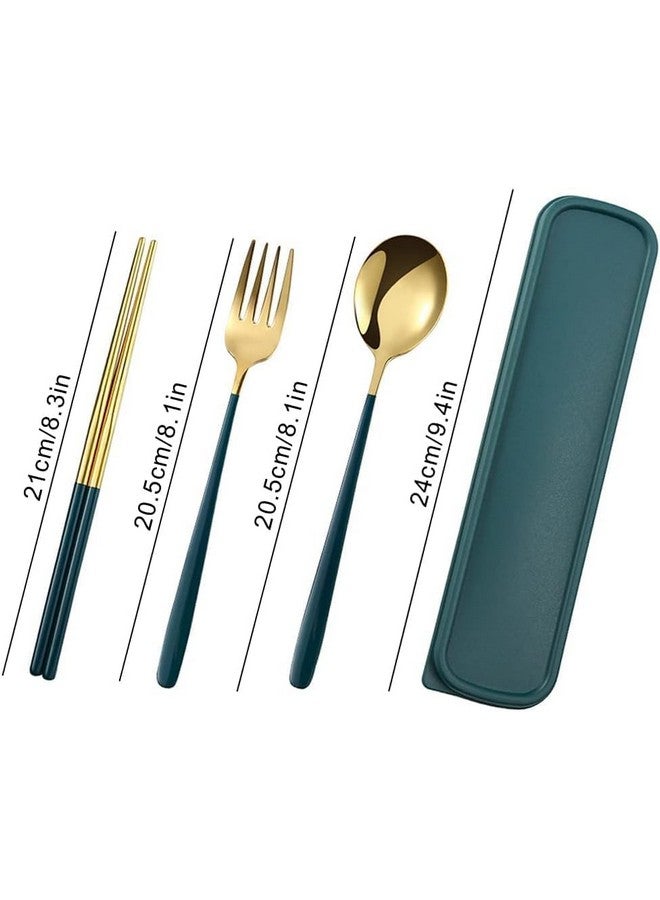 PUTHAK Portable Utensils, Travel Reusable Silverware Flatware Set for Lunch, Stainless Steel 4-Piece Camping Cutlery Include Fork Spoon Chopsticks with Case (Random Color) (Style-2) - Image 4