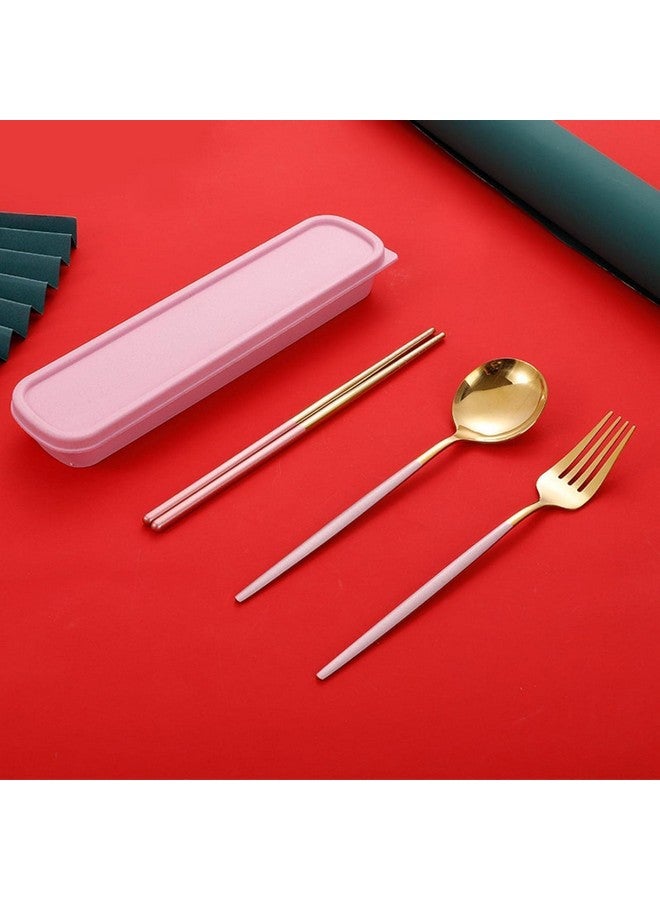 PUTHAK Portable Utensils, Travel Reusable Silverware Flatware Set for Lunch, Stainless Steel 4-Piece Camping Cutlery Include Fork Spoon Chopsticks with Case (Random Color) (Style-2) - Image 3