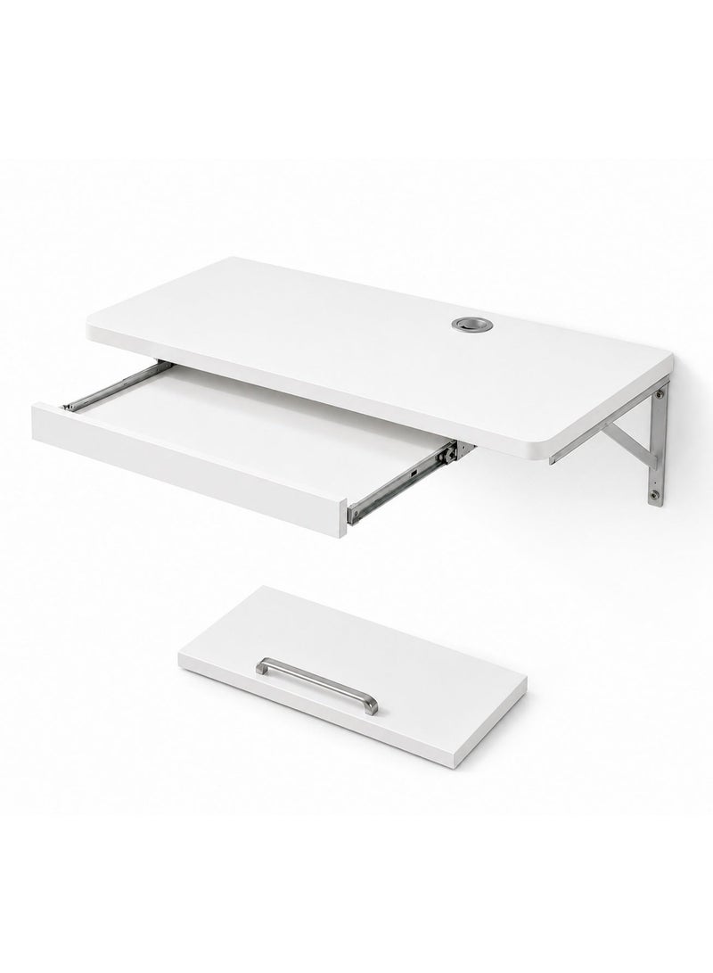 Modern Wall-Mounted Computer Desk with Keyboard Drawer - Image 4