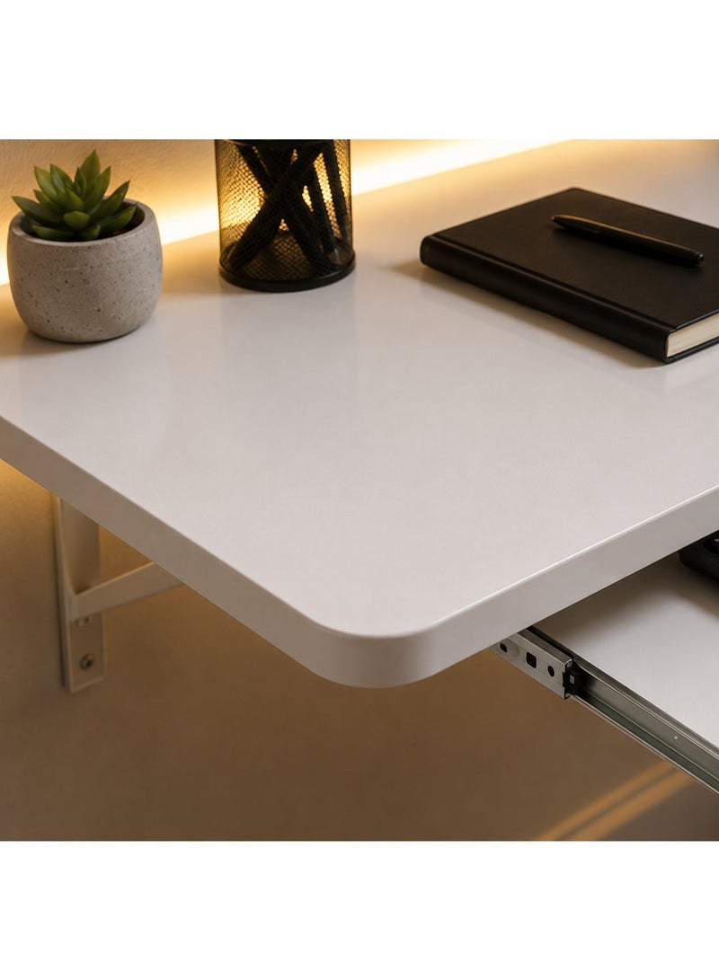 Modern Wall-Mounted Computer Desk with Keyboard Drawer - Image 3