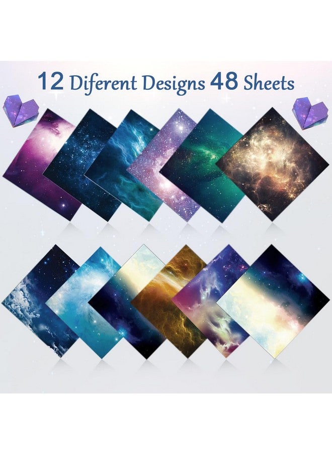 HASTHIP® 100 Sheets Double Sided Origami Paper for Kids & Grown-ups, 12 Vibrant Designs of Beautiful Galaxy Outer Space, Easy Folding for Scrapbook Paper Arts Crafts School, 6x6 inch - Image 3